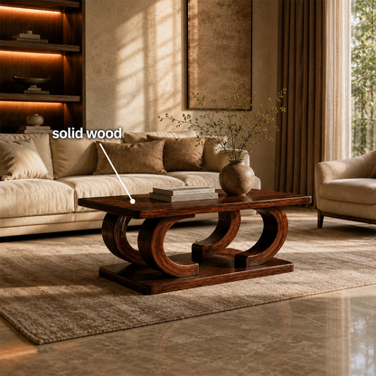 Rectangular Arch Wood Coffee Table – Sculptural Natural Wood Center Table for Living Room - Livewoodcraft - 2