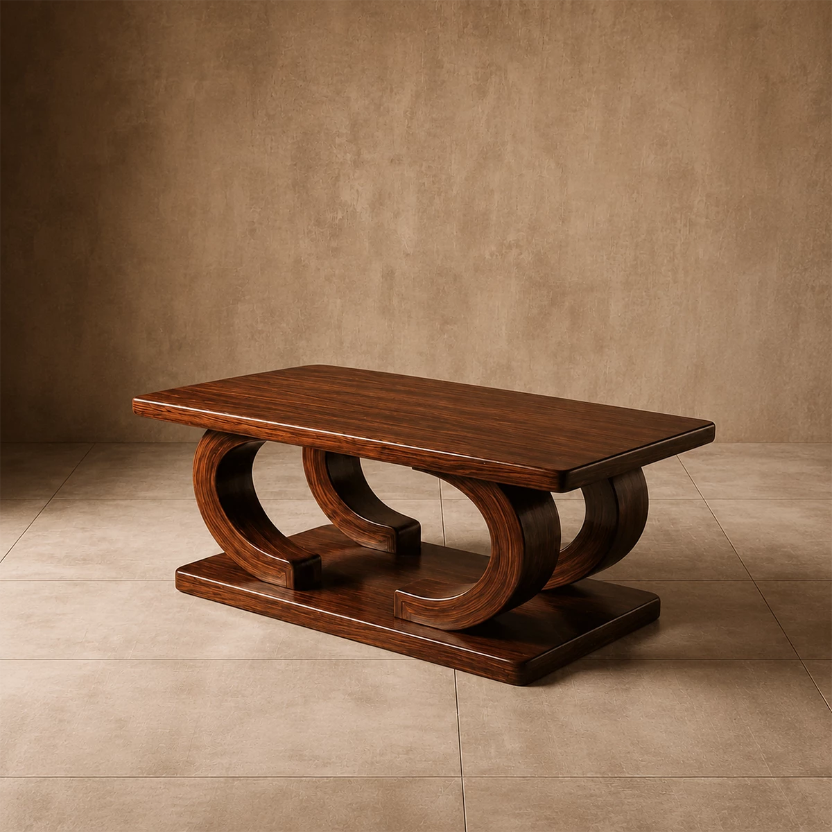 Rectangular Arch Wood Coffee Table – Sculptural Natural Wood Center Table for Living Room - Livewoodcraft - 6