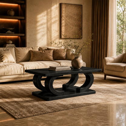 Rectangular Arch Wood Coffee Table – Sculptural Natural Wood Center Table for Living Room - Livewoodcraft - 8