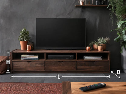 Rustic Natural Solid Wood TV Stand with Open Shelf Media Storage - Livewoodcraft - 2