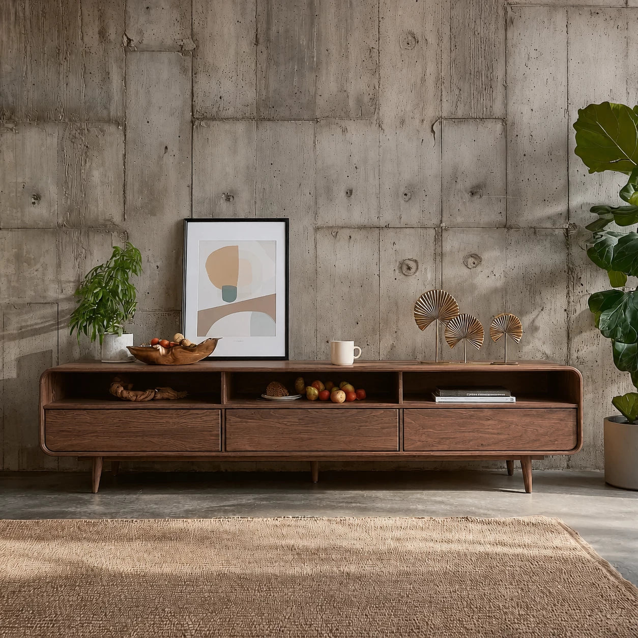 Scandinavian Natural Solid Wood TV Stand with Open Shelf Storage - Livewoodcraft - 10