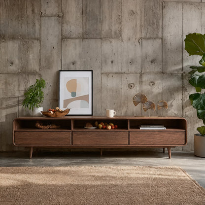 Scandinavian Natural Solid Wood TV Stand with Open Shelf Storage - Livewoodcraft - 10