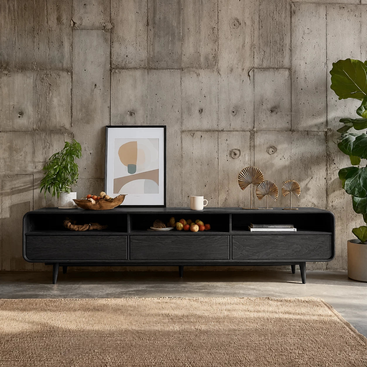 Scandinavian Natural Solid Wood TV Stand with Open Shelf Storage - Livewoodcraft - 8