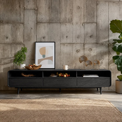 Scandinavian Natural Solid Wood TV Stand with Open Shelf Storage - Livewoodcraft - 8
