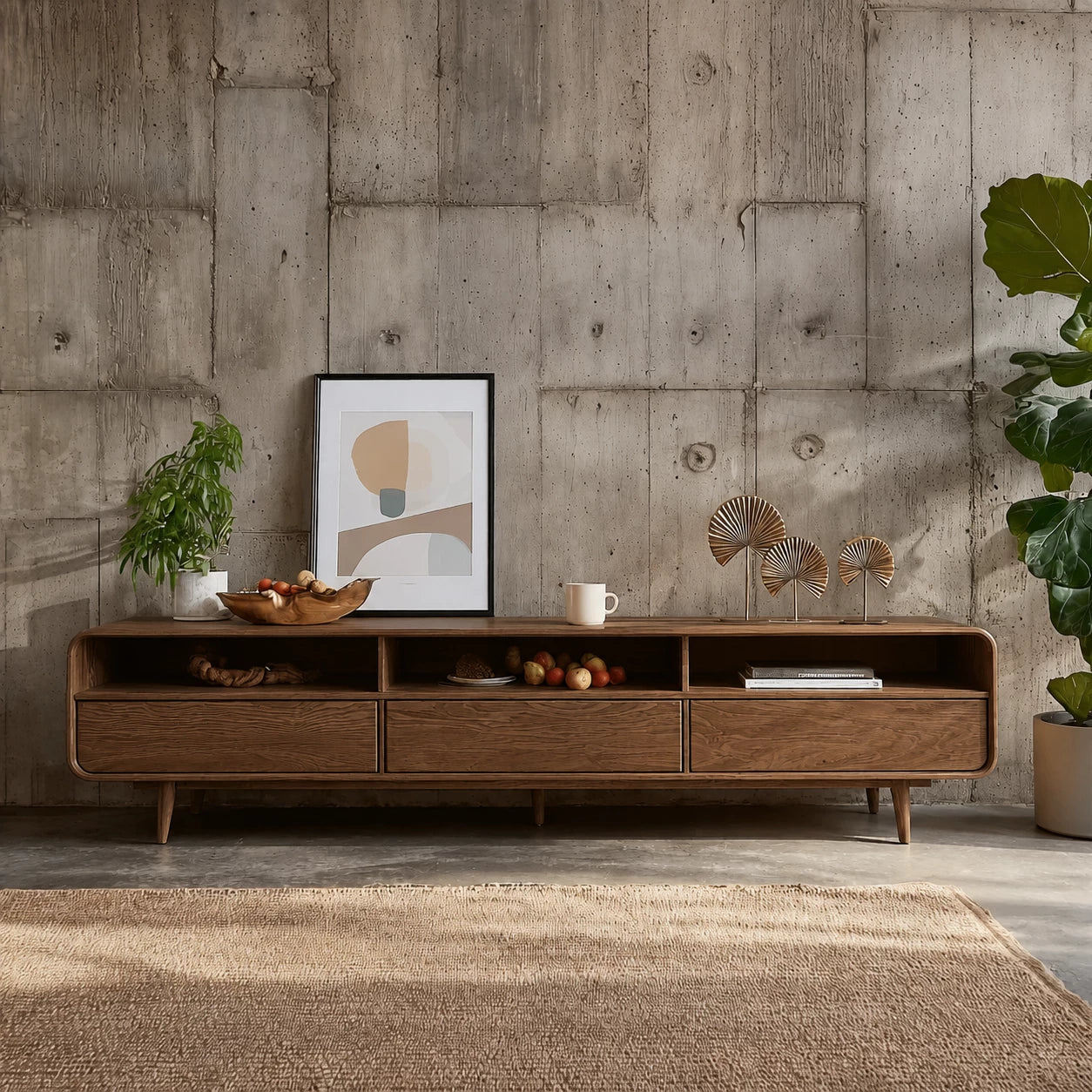 Scandinavian Natural Solid Wood TV Stand with Open Shelf Storage - Livewoodcraft - 9