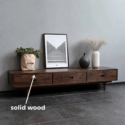 Scandinavian Natural Solid Wood TV Stand with Three Drawer Storage - Livewoodcraft - 2