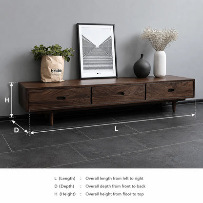 Scandinavian Natural Solid Wood TV Stand with Three Drawer Storage - Livewoodcraft - 3