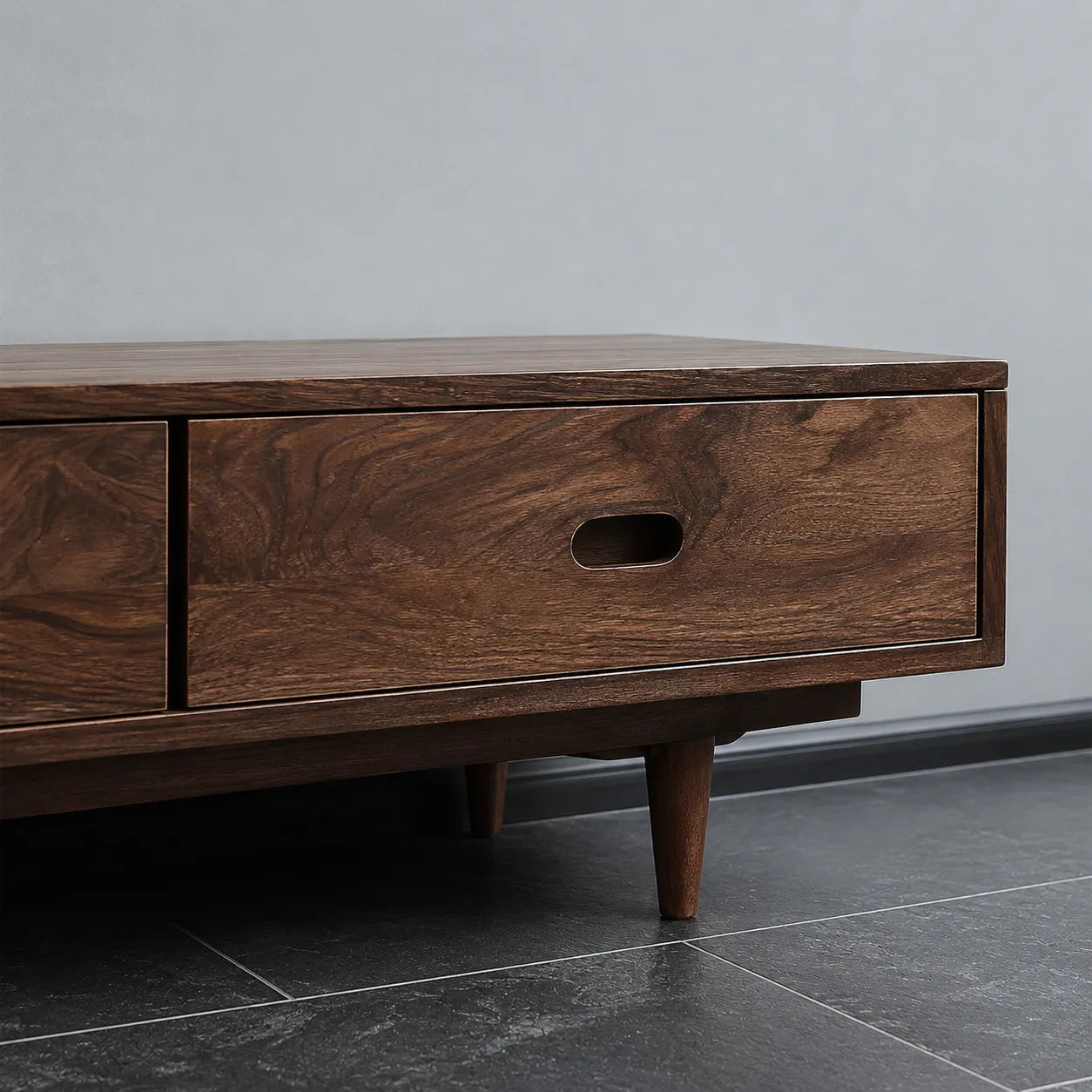 Scandinavian Natural Solid Wood TV Stand with Three Drawer Storage - Livewoodcraft - 4