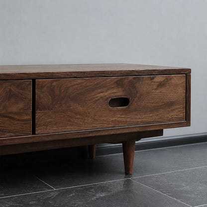 Scandinavian Natural Solid Wood TV Stand with Three Drawer Storage - Livewoodcraft - 4