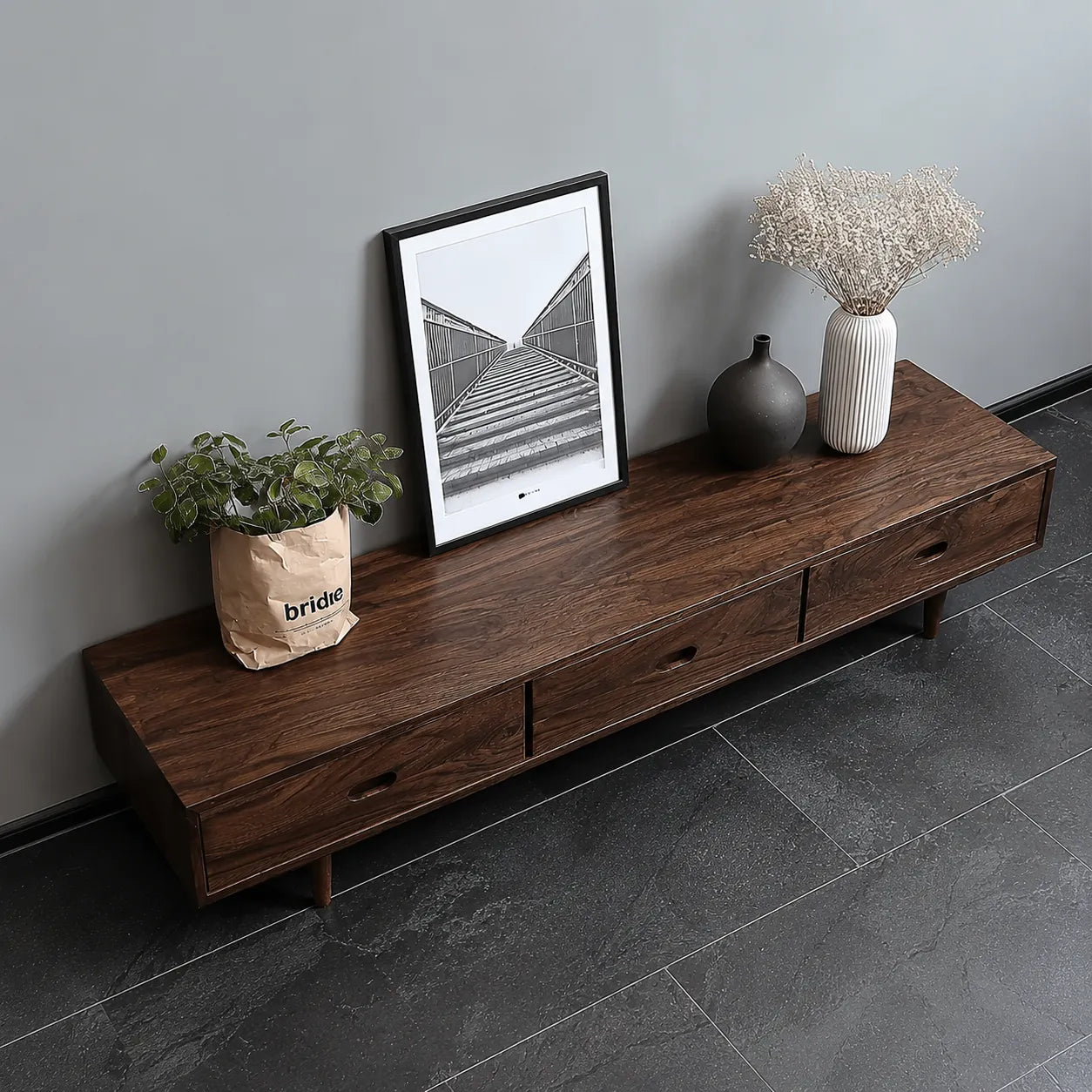 Scandinavian Natural Solid Wood TV Stand with Three Drawer Storage - Livewoodcraft - 7