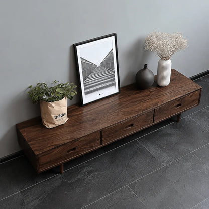 Scandinavian Natural Solid Wood TV Stand with Three Drawer Storage - Livewoodcraft - 7