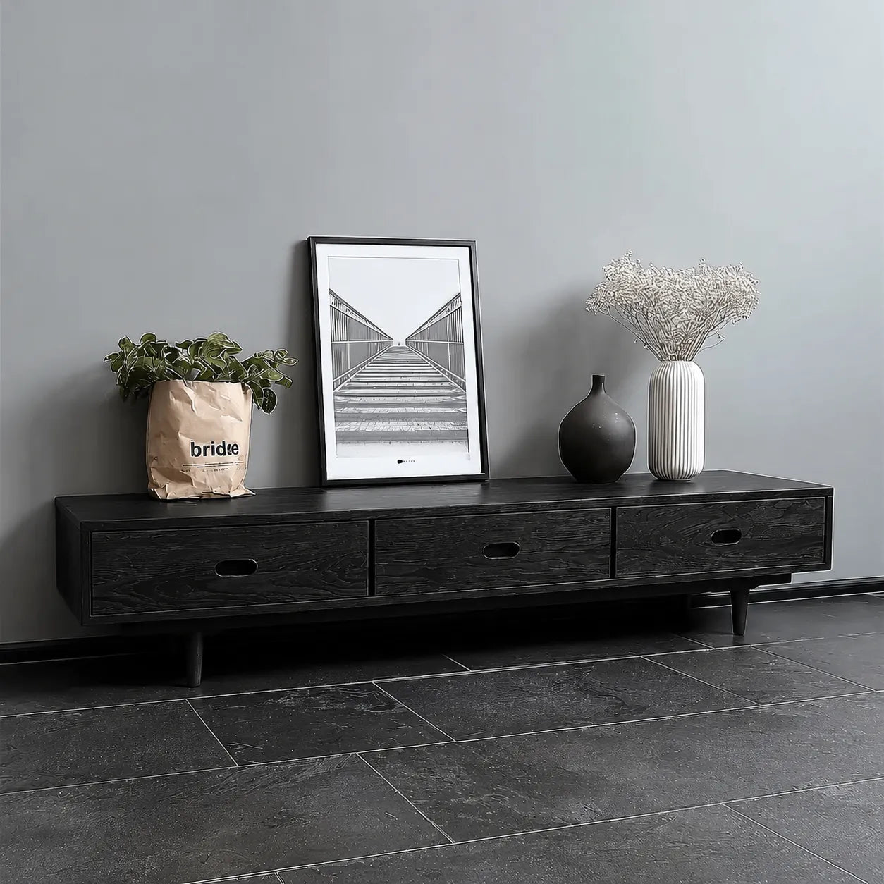 Scandinavian Natural Solid Wood TV Stand with Three Drawer Storage - Livewoodcraft - 9