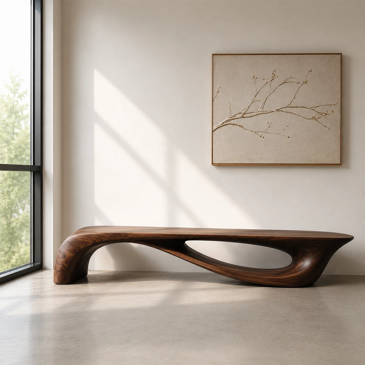 Sculptural Curved Wood Bench – Organic Natural Wood Bench for Modern Interior - Livewoodcraft - 11