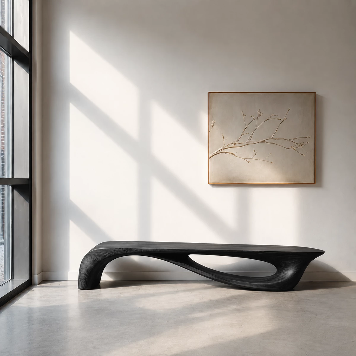 Sculptural Curved Wood Bench – Organic Natural Wood Bench for Modern Interior - Livewoodcraft - 3