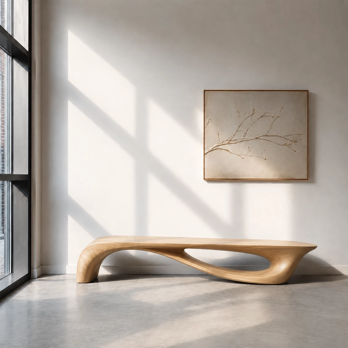 Sculptural Curved Wood Bench – Organic Natural Wood Bench for Modern Interior - Livewoodcraft - 4