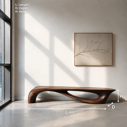Sculptural Curved Wood Bench – Organic Natural Wood Bench for Modern Interior - Livewoodcraft - 6