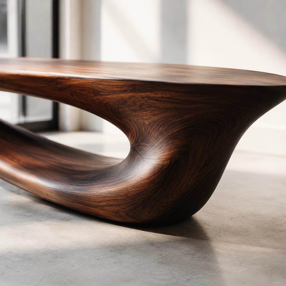 Sculptural Curved Wood Bench – Organic Natural Wood Bench for Modern Interior - Livewoodcraft - 7