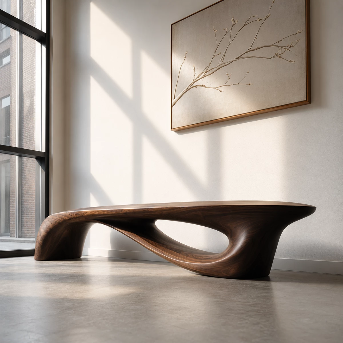 Sculptural Curved Wood Bench – Organic Natural Wood Bench for Modern Interior - Livewoodcraft - 8