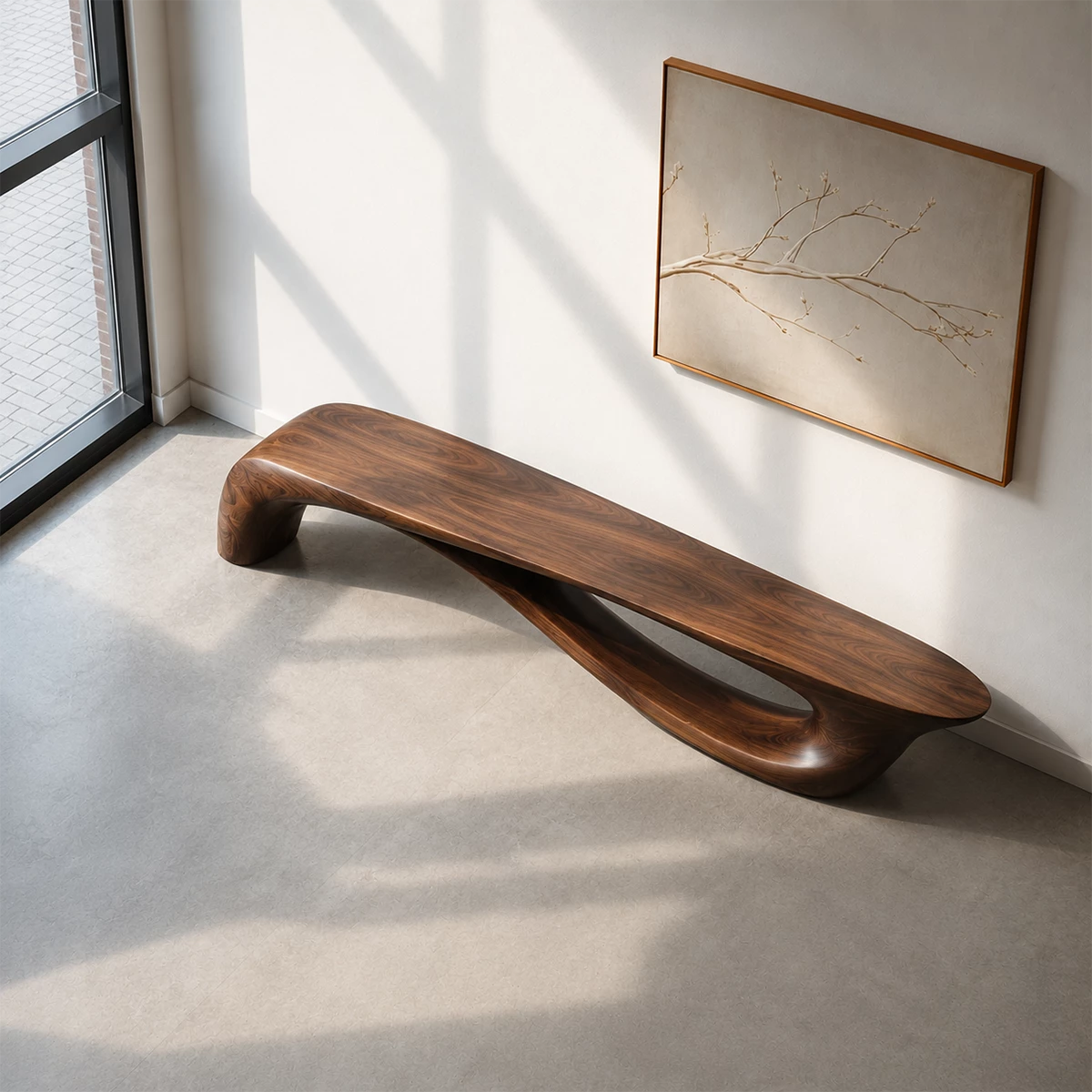 Sculptural Curved Wood Bench – Organic Natural Wood Bench for Modern Interior - Livewoodcraft - 9