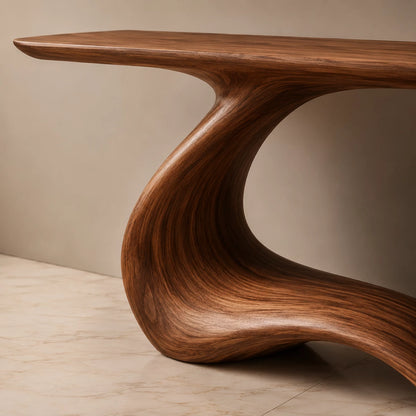Sculptural Curved Wood Console Table – Organic Natural Wood Entryway Table for Modern Interior - Livewoodcraft - 7