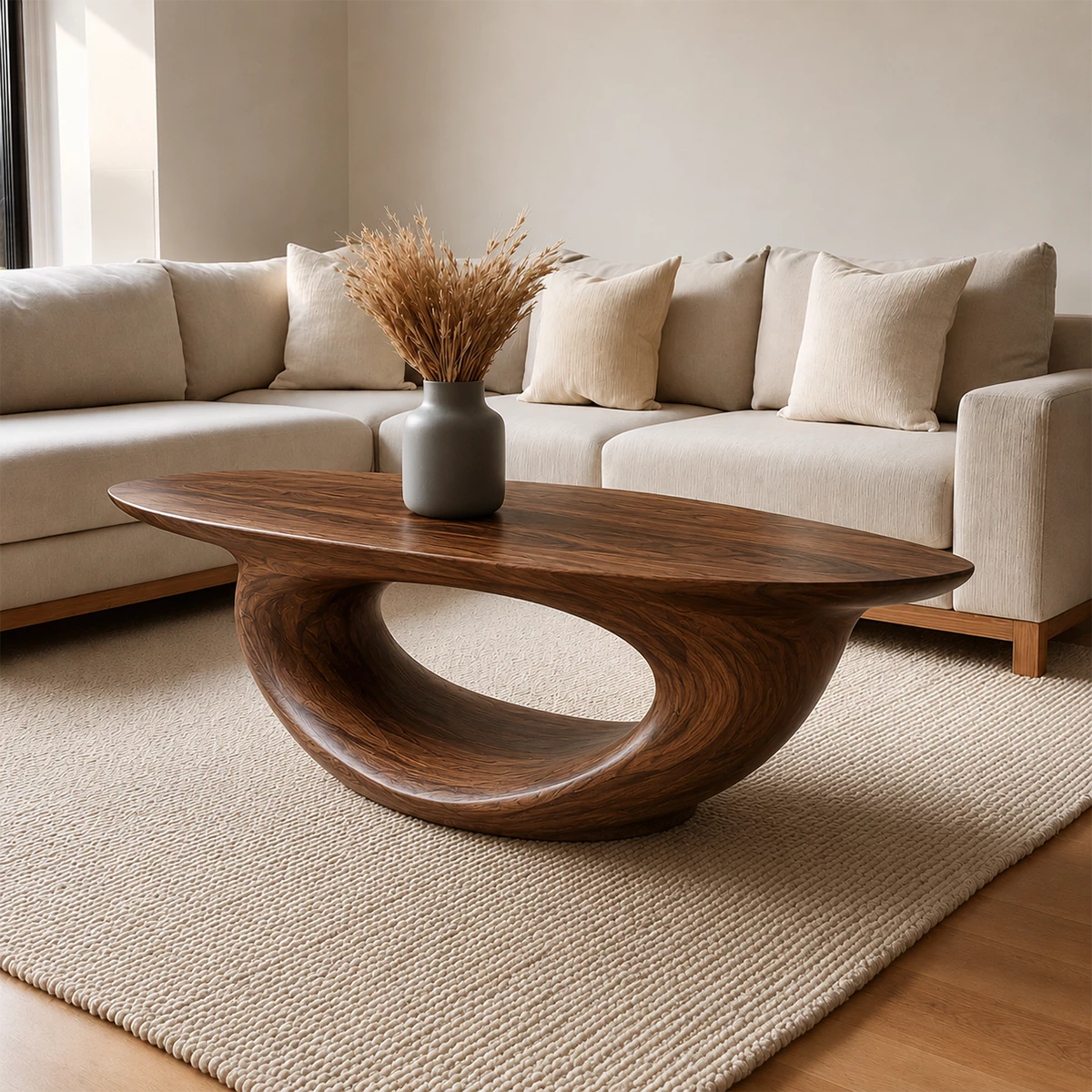 Sculptural Modern Coffee Table Crafted from Natural Solid Wood - Livewoodcraft - 3