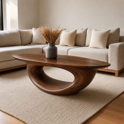 Sculptural Modern Coffee Table Crafted from Natural Solid Wood - Livewoodcraft - 3