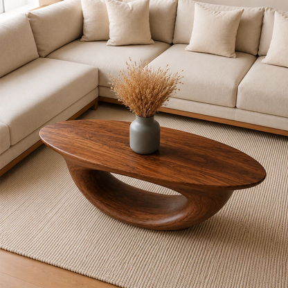 Sculptural Modern Coffee Table Crafted from Natural Solid Wood - Livewoodcraft - 4