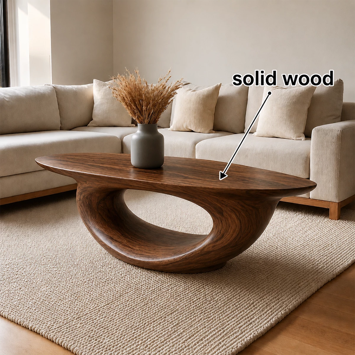 Sculptural Modern Coffee Table Crafted from Natural Solid Wood - Livewoodcraft - 6