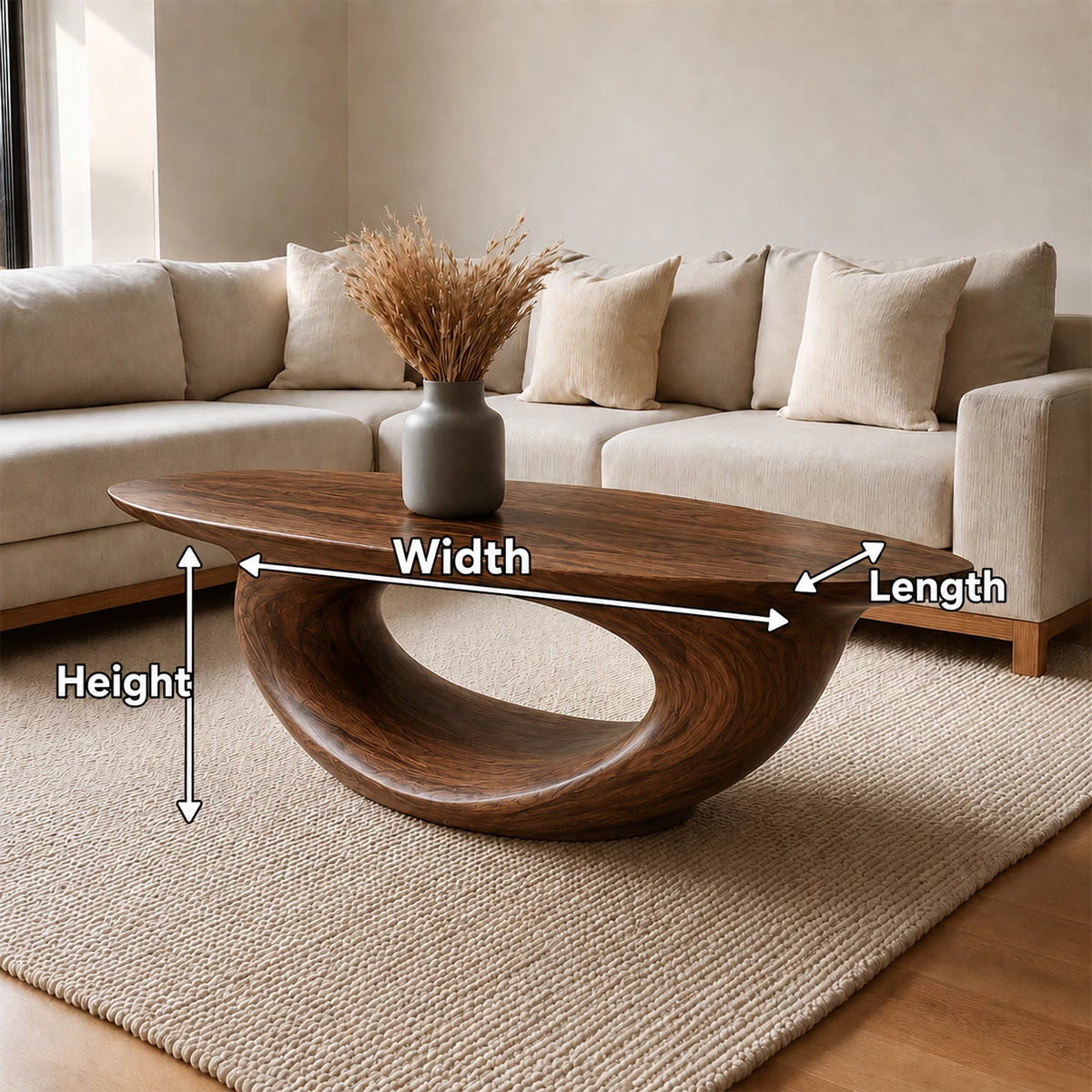 Sculptural Modern Coffee Table Crafted from Natural Solid Wood - Livewoodcraft - 7