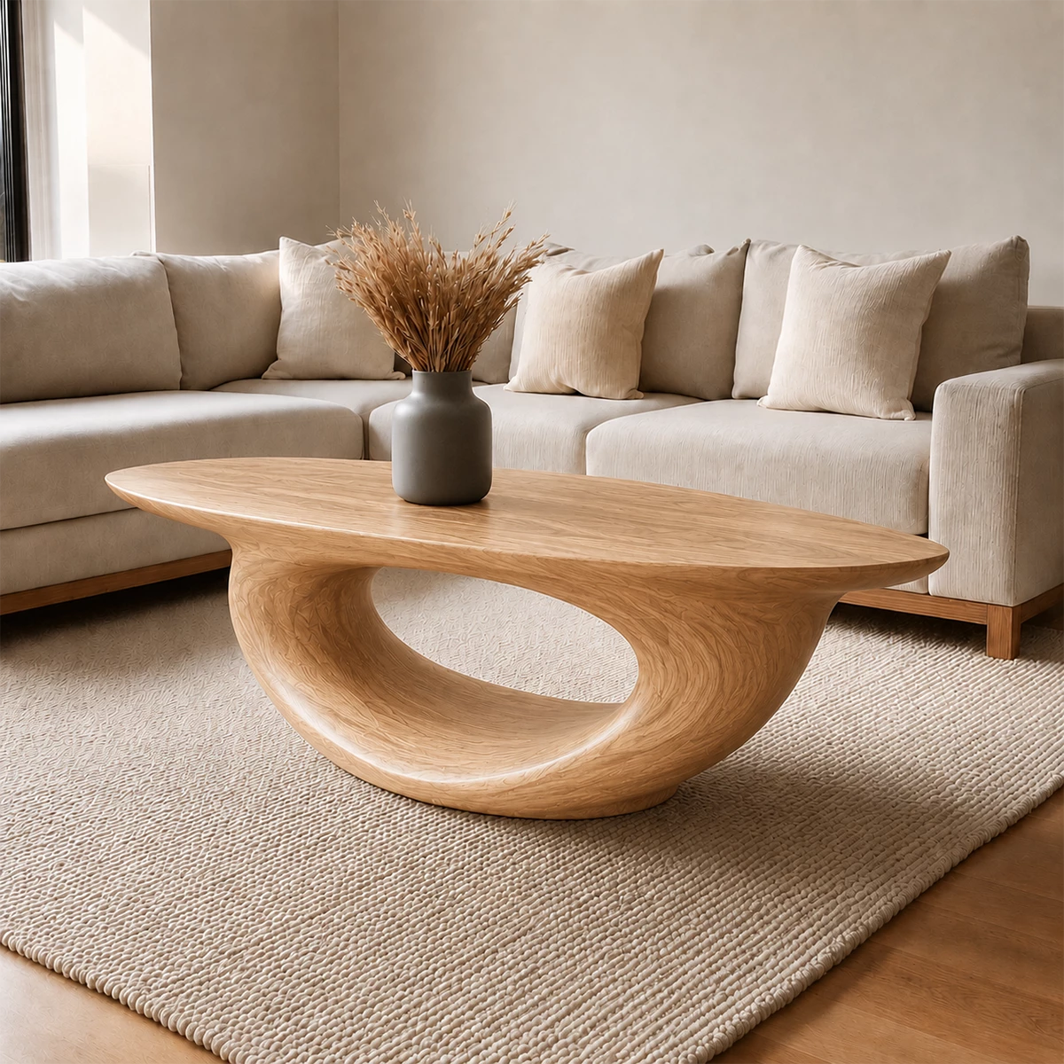 Sculptural Modern Coffee Table Crafted from Natural Solid Wood - Livewoodcraft