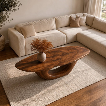 Sculptural Natural Solid Wood Coffee Table for Living Room - Livewoodcraft - 10
