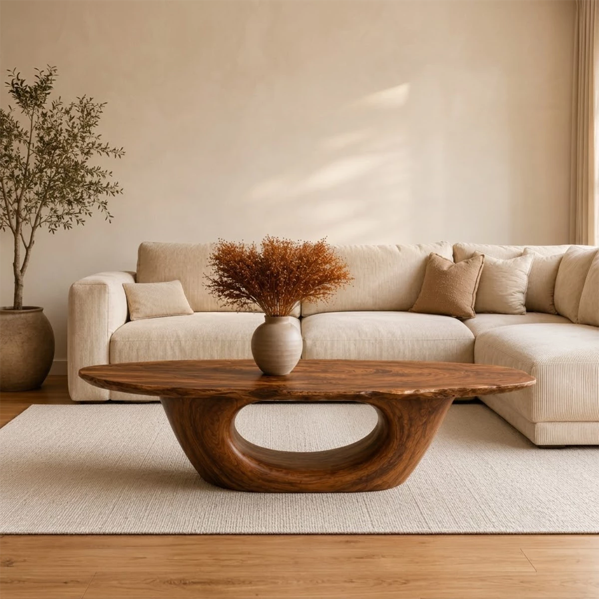 Sculptural Natural Solid Wood Coffee Table for Living Room - Livewoodcraft - 11