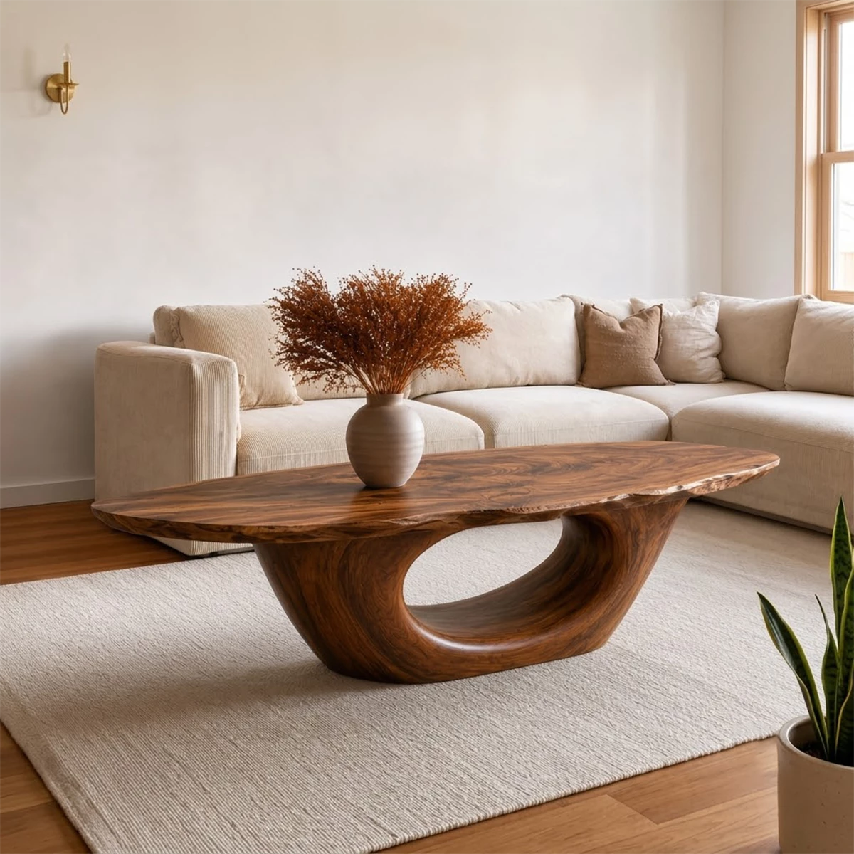 Sculptural Natural Solid Wood Coffee Table for Living Room - Livewoodcraft - 13