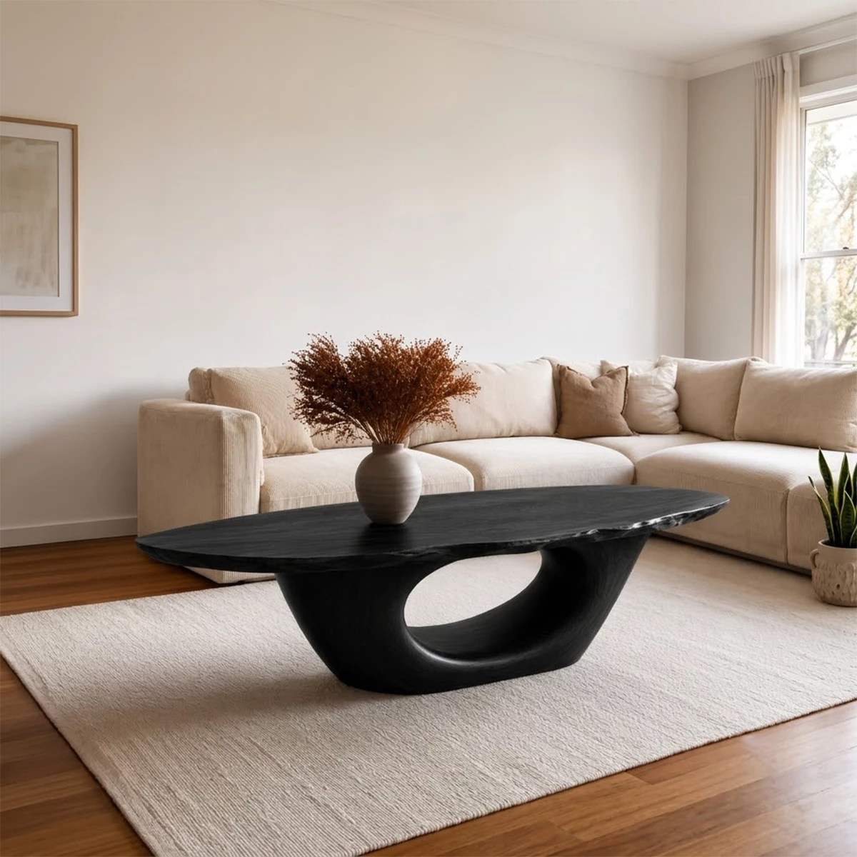 Sculptural Natural Solid Wood Coffee Table for Living Room - Livewoodcraft - 2