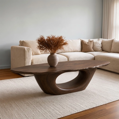 Sculptural Natural Solid Wood Coffee Table for Living Room - Livewoodcraft - 3