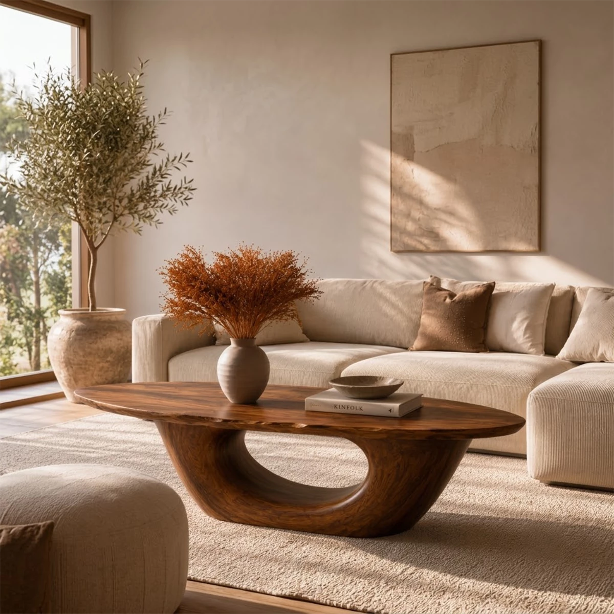Sculptural Natural Solid Wood Coffee Table for Living Room - Livewoodcraft - 4