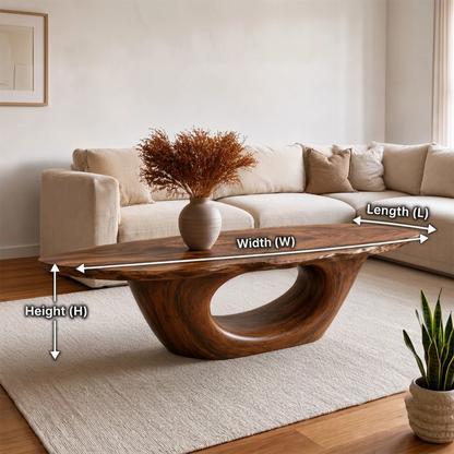 Sculptural Natural Solid Wood Coffee Table for Living Room - Livewoodcraft - 6