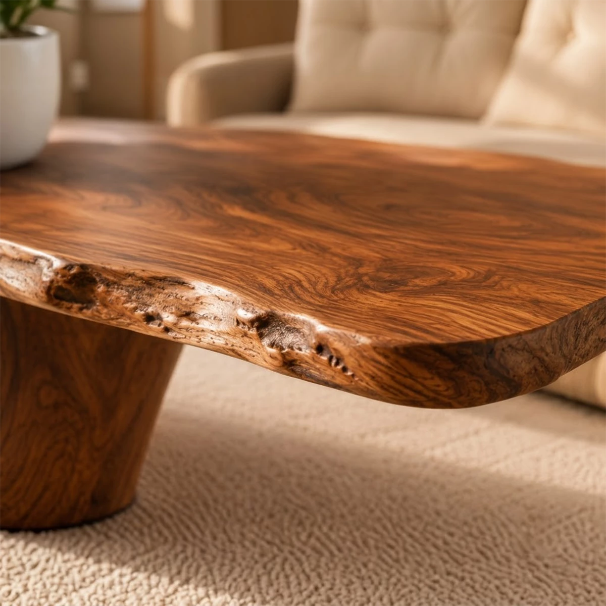 Sculptural Natural Solid Wood Coffee Table for Living Room - Livewoodcraft - 8