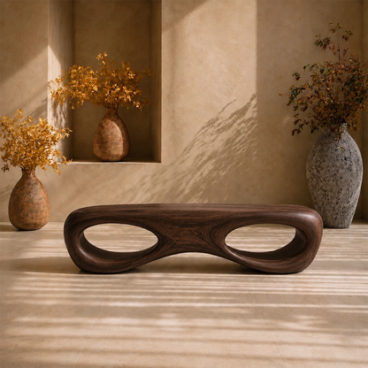 Sculptural Oval Wood Bench – Organic Natural Wood Bench for Modern Interior - Livewoodcraft - 11