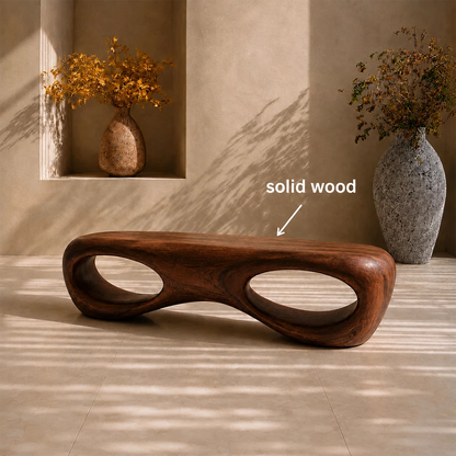 Sculptural Oval Wood Bench – Organic Natural Wood Bench for Modern Interior - Livewoodcraft - 2