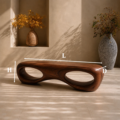 Sculptural Oval Wood Bench – Organic Natural Wood Bench for Modern Interior - Livewoodcraft - 3