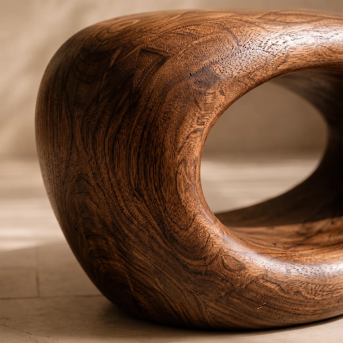 Sculptural Oval Wood Bench – Organic Natural Wood Bench for Modern Interior - Livewoodcraft - 4