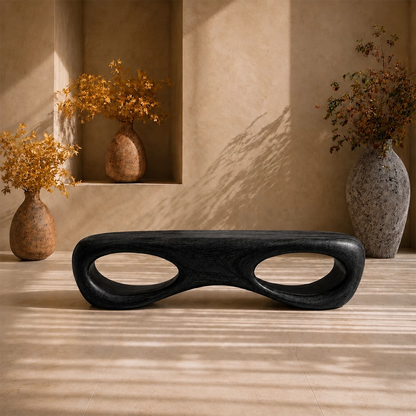 Sculptural Oval Wood Bench – Organic Natural Wood Bench for Modern Interior - Livewoodcraft - 8