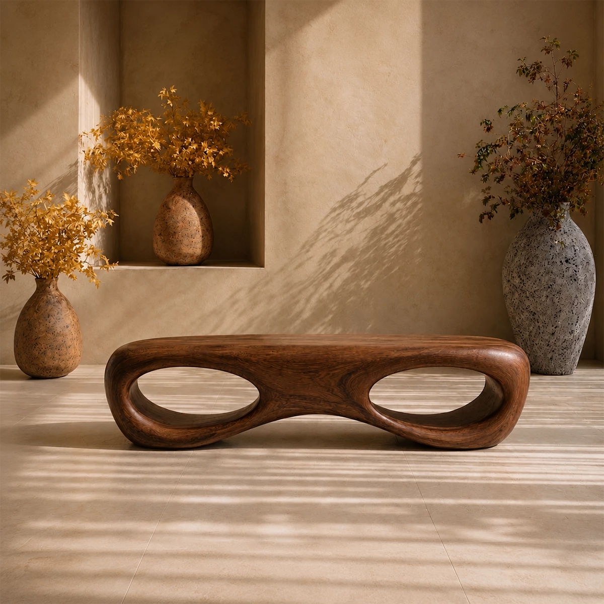 Sculptural Oval Wood Bench – Organic Natural Wood Bench for Modern Interior - Livewoodcraft - 9