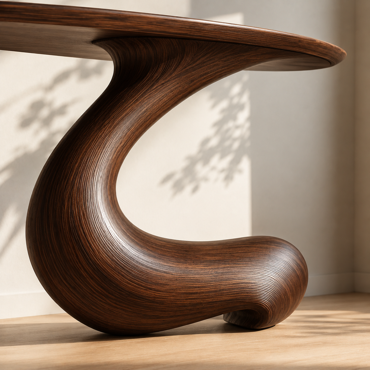 Sculptural Round Base Wood Console Table – Organic Natural Wood Console for Modern Interior - Livewoodcraft - 6