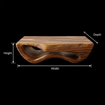Sculptural Solid Wood Coffee Table With Wave Hollow Base And Natural Wood Grain For Modern Living Room - Livewoodcraft - 11