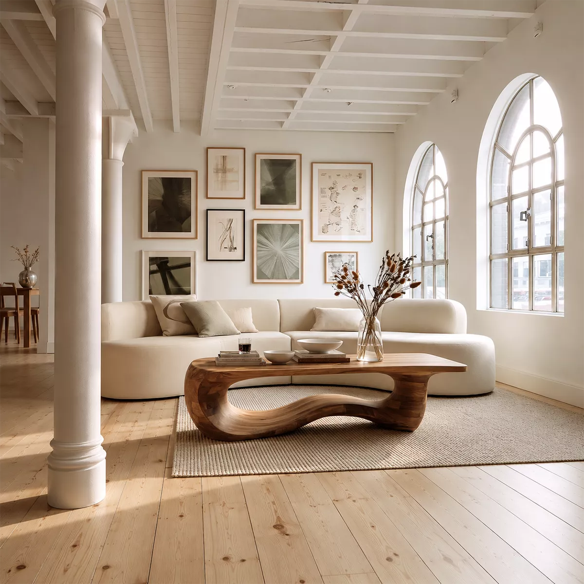 Sculptural Solid Wood Coffee Table With Wave Open Base And Natural Wood Grain For Modern Living Room - Livewoodcraft - 9