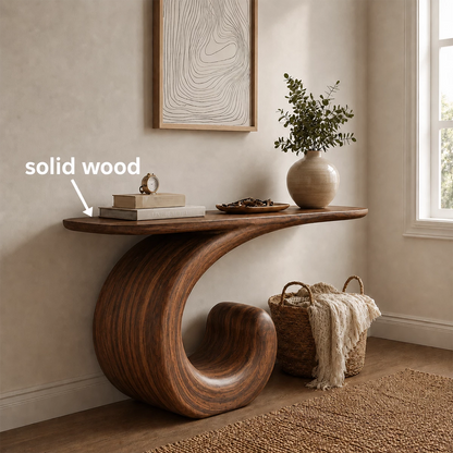 Sculptural Spiral Console Table in Natural Solid Wood - Livewoodcraft - 10