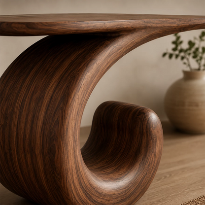 Sculptural Spiral Console Table in Natural Solid Wood - Livewoodcraft - 2