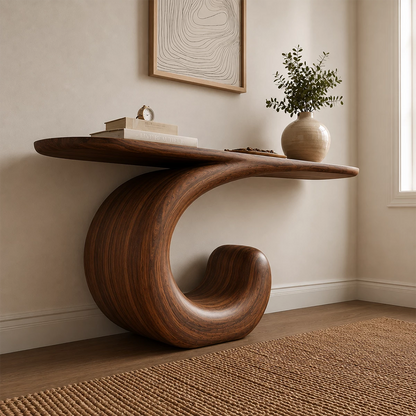 Sculptural Spiral Console Table in Natural Solid Wood - Livewoodcraft - 3